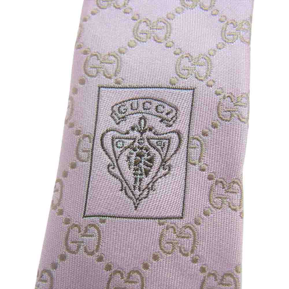GUCCI グッチ GG柄 ネクタイ ピンク系 ゴールド系【中古】