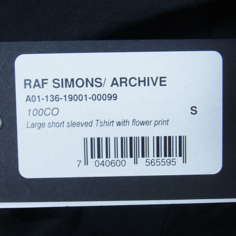 RAF SIMONS ラフシモンズ Raf Simons archive redux PCL FLORAL PRINT T SHIRT 半袖 Tシャツ ブラック系 S【美品】【中古】