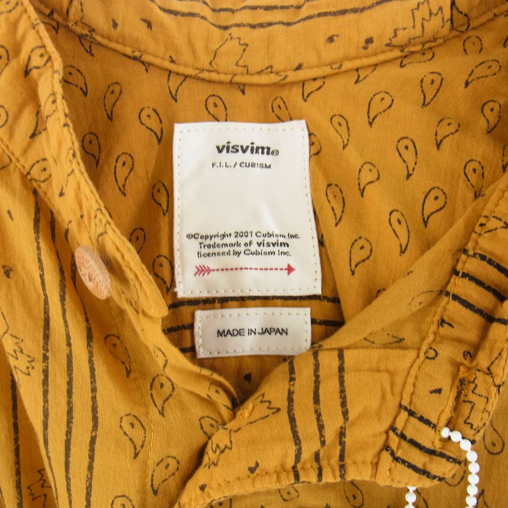 VISVIM ビズビム 20SS 0120105011005 KAFKA L/S BANDANA P.W.N.D. MUSTARD 長袖シャツ  イエロー系 2【中古】