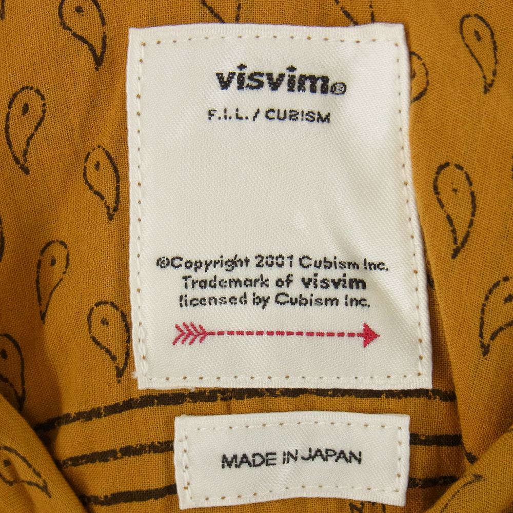 VISVIM ビズビム 20SS 0120105011005 KAFKA L/S BANDANA P.W.N.D. MUSTARD 長袖シャツ  イエロー系 2【中古】