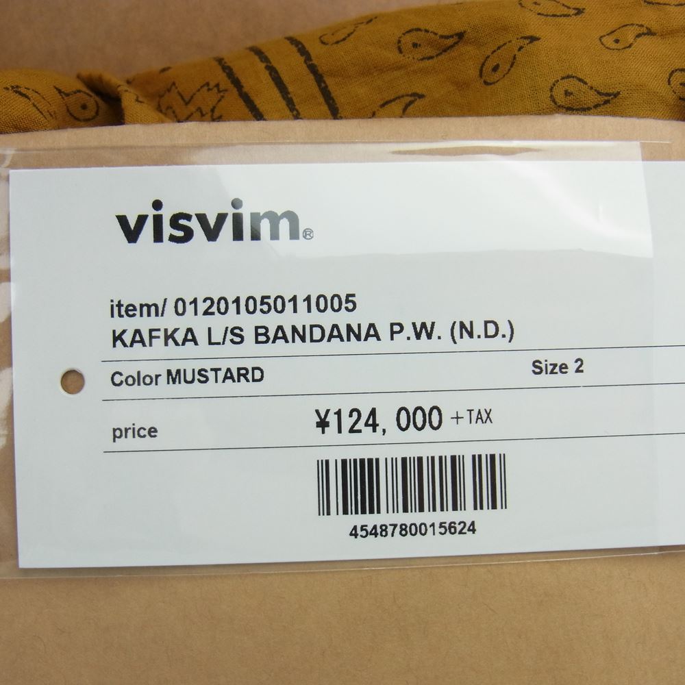 VISVIM ビズビム 20SS 0120105011005 KAFKA L/S BANDANA P.W.N.D. MUSTARD 長袖シャツ  イエロー系 2【中古】