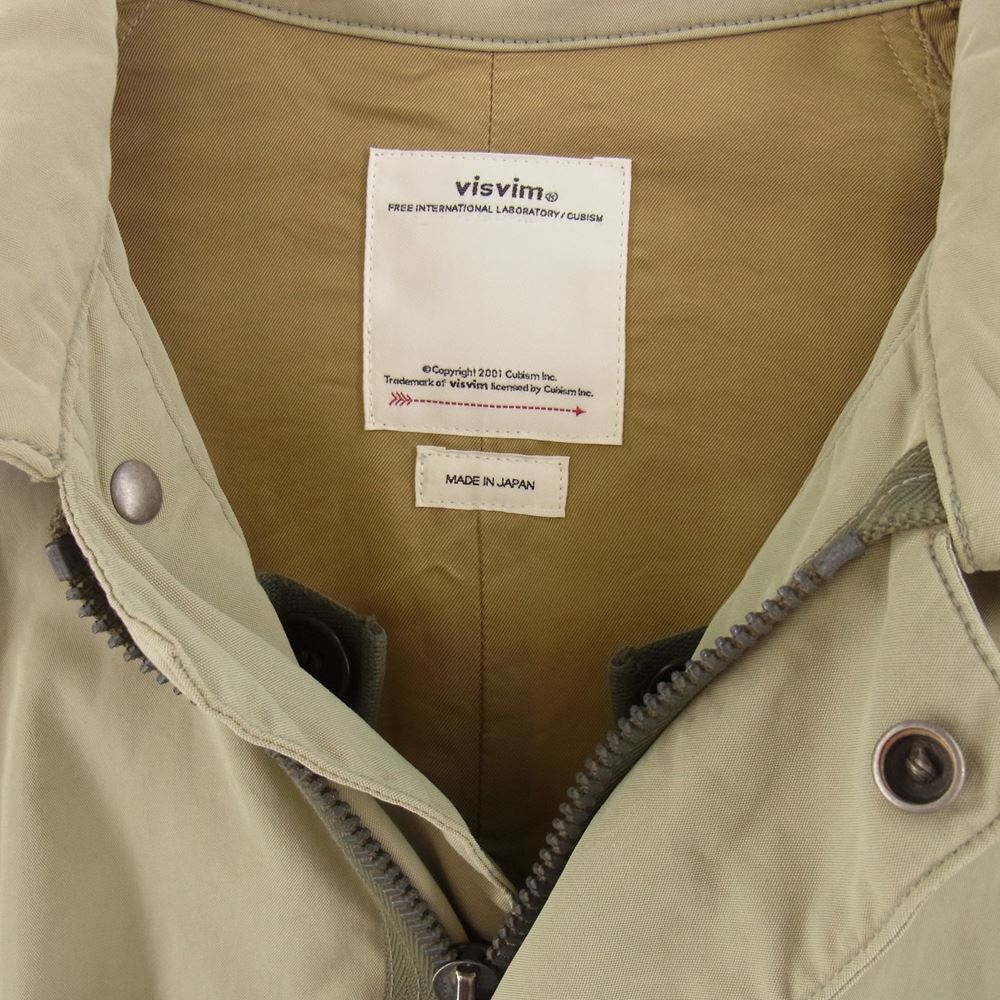 VISVIM ビズビム 22SS 0122105013019 Levinson fishtail DAMAGED加工 天然染料加工 泥染 フィッシュテール モッズ ミリタリー コート ライトグリーン系 2【極上美品】【中古】