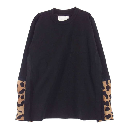 Sacai サカイ 22SS レオパード柄 black beige レイヤード カットソー ロングTシャツ  ブラック系 レオパード系 1【中古】