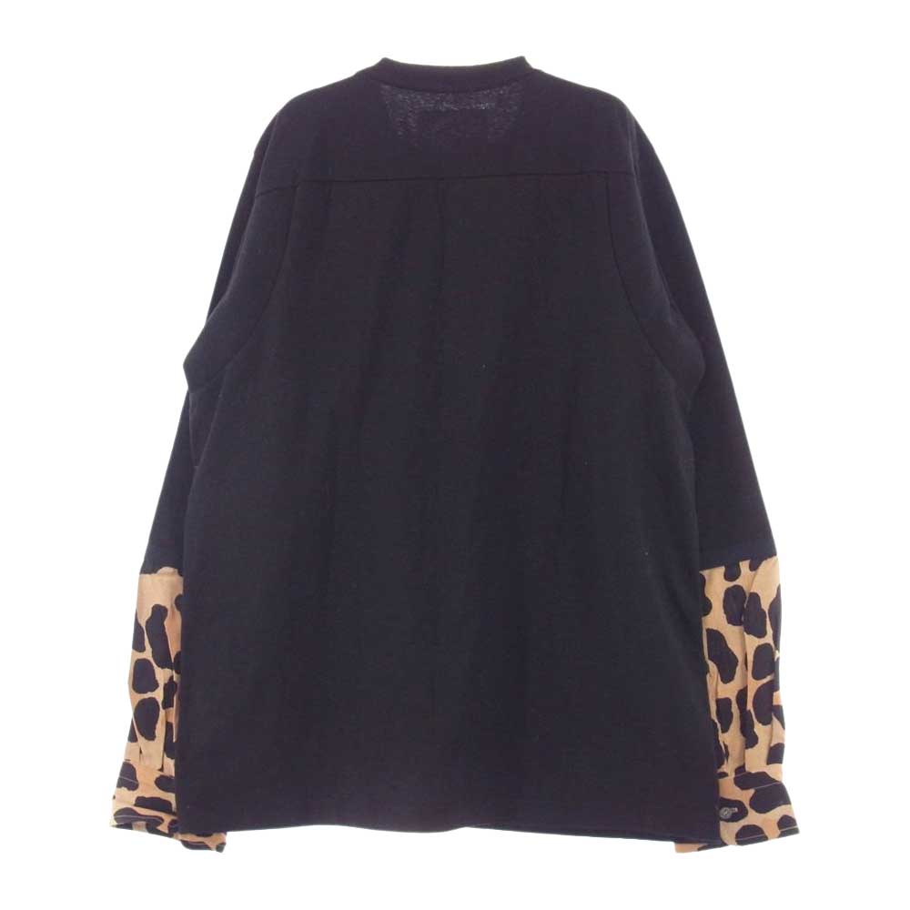 Sacai サカイ 22SS レオパード柄 black beige レイヤード カットソー ロングTシャツ  ブラック系 レオパード系 1【中古】
