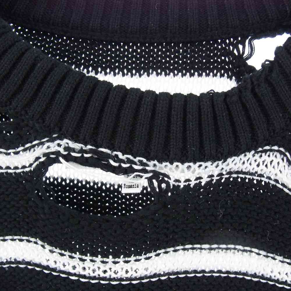 MAISON MARGIELA メゾンマルジェラ MM6 22SS S52GP0109 S17936 Distressed Stripe Sweater ダメージ加工 ボーダー ニット ブラック系 XS【美品】【中古】