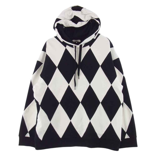 VALENTINO ヴァレンティノ 21AW 0000025829　01 ダイヤブロックチェック柄 スウェット パーカー フーディ  ホワイト系 ブラック系 M【中古】