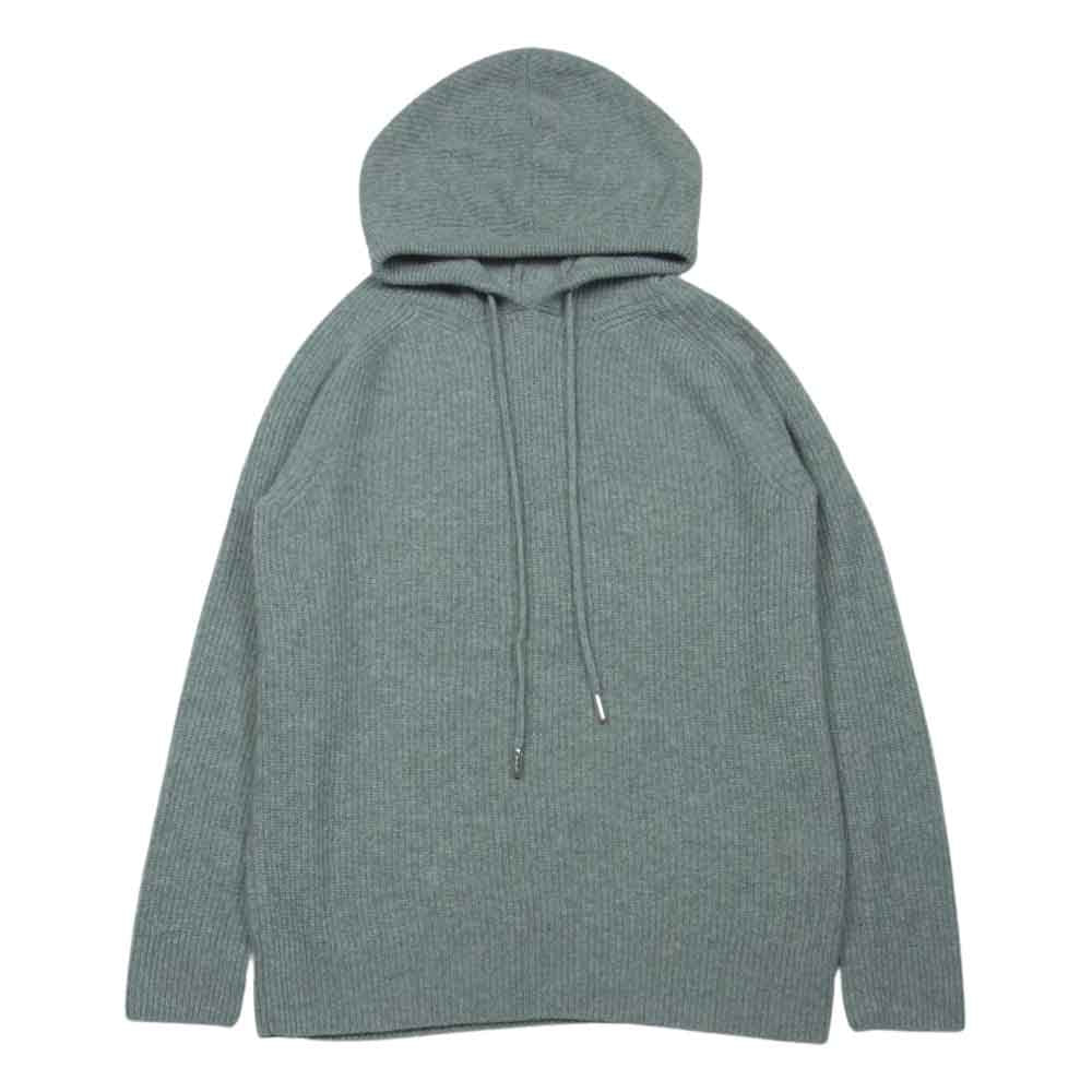 MONCLER モンクレール H10939G00002 M1900 GIROCOLLO CON CAPPUC ワッペン付 カシミヤ混 プルオーバー ニット パーカー グレー系 S【中古】