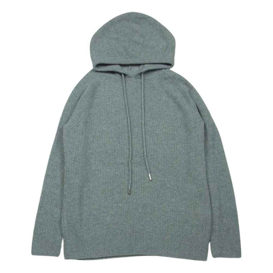 MONCLER モンクレール H10939G00002 M1900 GIROCOLLO CON CAPPUC ワッペン付 カシミヤ混 プルオーバー ニット パーカー グレー系 S【中古】