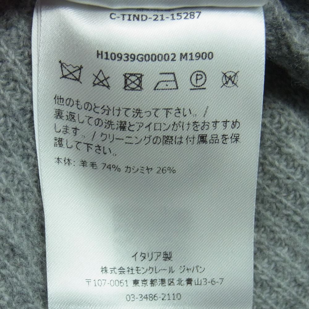 MONCLER モンクレール H10939G00002 M1900 GIROCOLLO CON CAPPUC ワッペン付 カシミヤ混 プルオーバー ニット パーカー グレー系 S【中古】
