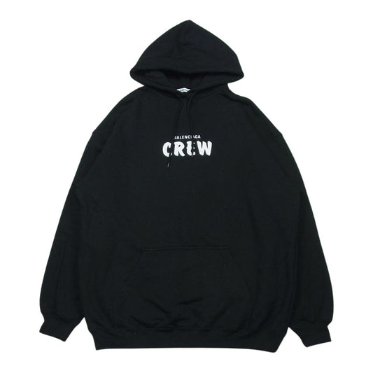 BALENCIAGA バレンシアガ 20AW 578135 CREW ロゴプリント フーディ スウェット パーカー プルオーバー ブラック系 S【中古】