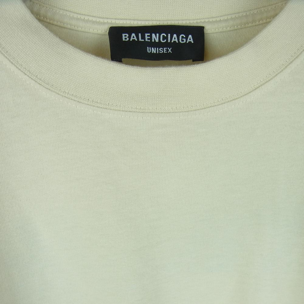 BALENCIAGA バレンシアガ 22SS 698631 キャンペーンロゴ ダメージ加工 レイヤード カットソー Tシャツ 長袖 ベージュ系 ライトブルー系 ホワイト系 L【中古】