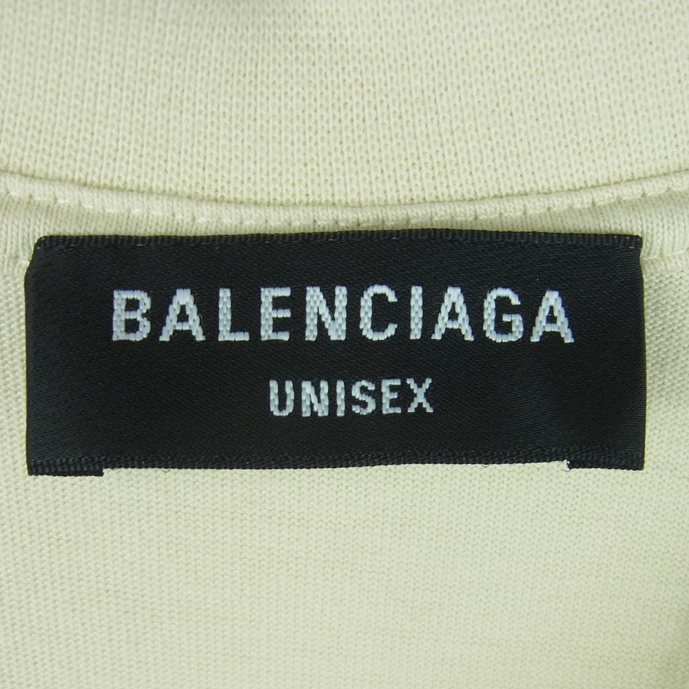 BALENCIAGA バレンシアガ 22SS 698631 キャンペーンロゴ ダメージ加工 レイヤード カットソー Tシャツ 長袖 ベージュ系 ライトブルー系 ホワイト系 L【中古】