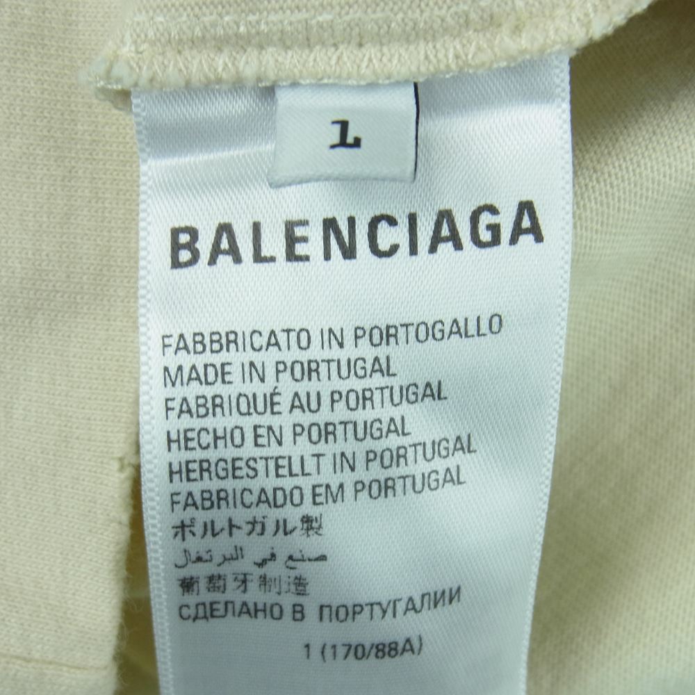 BALENCIAGA バレンシアガ 22SS 698631 キャンペーンロゴ ダメージ加工 レイヤード カットソー Tシャツ 長袖 ベージュ系 ライトブルー系 ホワイト系 L【中古】