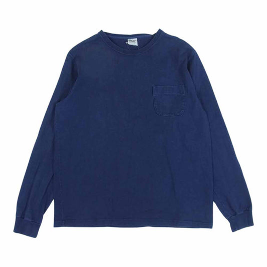 キャンバー USA製 ポケット付き クルーネック 長袖 Tシャツ ネイビー系 L【中古】