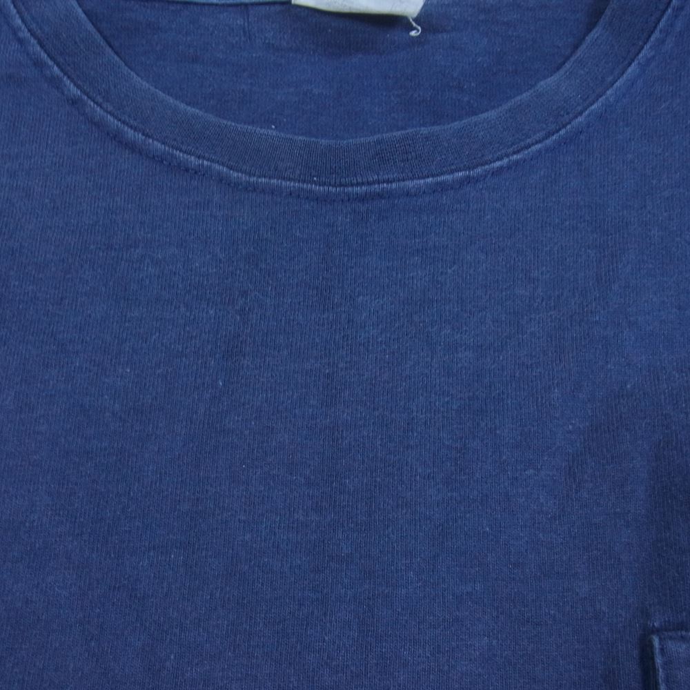 キャンバー USA製 ポケット付き クルーネック 長袖 Tシャツ ネイビー系 L【中古】
