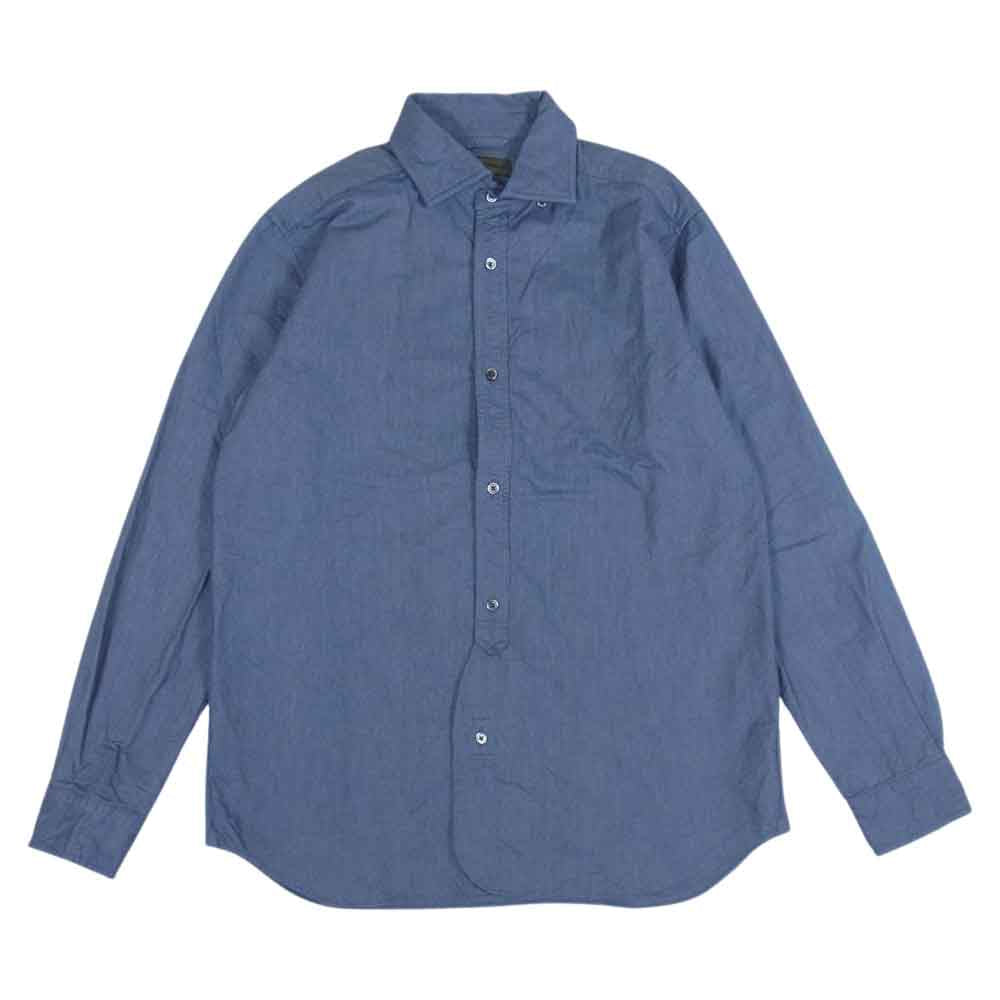 Nigel Cabourn ナイジェルケーボン 8002-00-10000 BRITISH OFFICERS SHIRT ブリティッシュ オフィサーズ 長袖 シャツ SAX インディゴブルー系 52【中古】