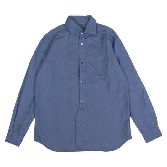 Nigel Cabourn ナイジェルケーボン 8002-00-10000 BRITISH OFFICERS SHIRT ブリティッシュ オフィサーズ 長袖 シャツ SAX インディゴブルー系 52【中古】