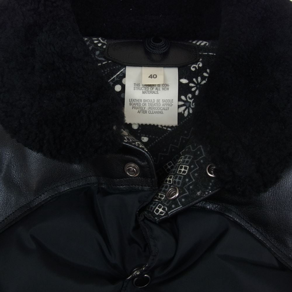 ロッキーマウンテンフェザーベッド The DUFFER of St.GEORGE 別注 レザー ヨーク切替 バンダナ ダウンベスト ブラック系 40【中古】