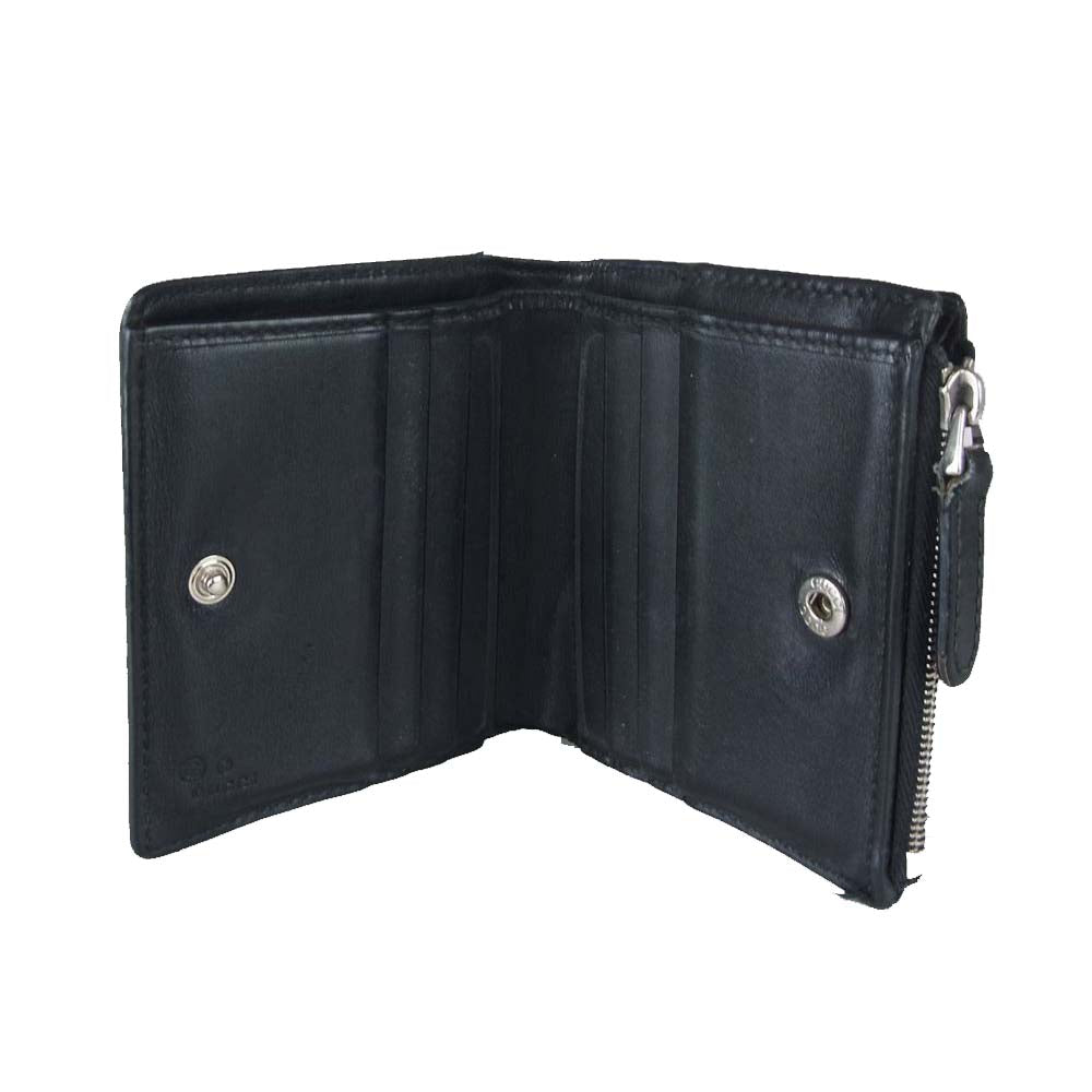 GUCCI グッチ 544475 マイクログッチシマ 二つ折り 財布 ウォレット ブラック系【中古】