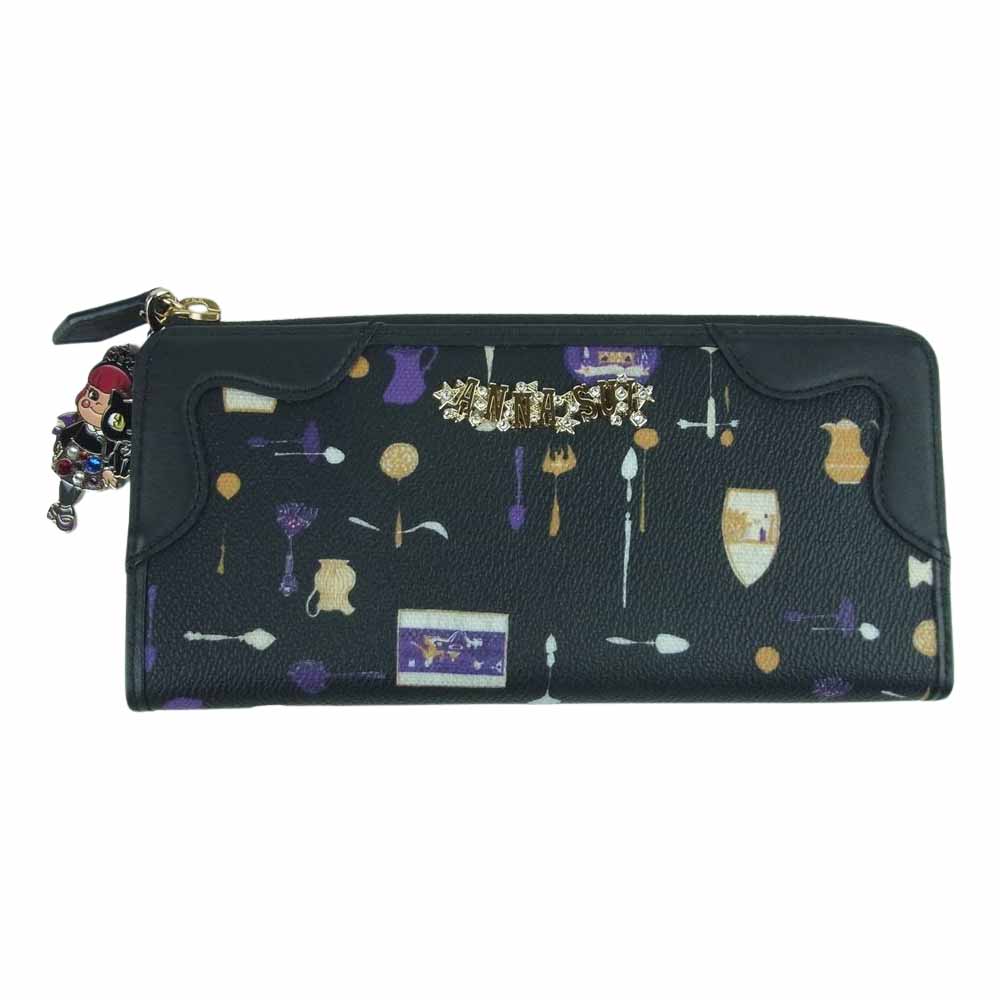 ANNA SUI アナスイ 312381 ミルキー ペコちゃん コラボ ウォレット 長財布 カンボジア製 ブラック系 10【極上美品】【中古】