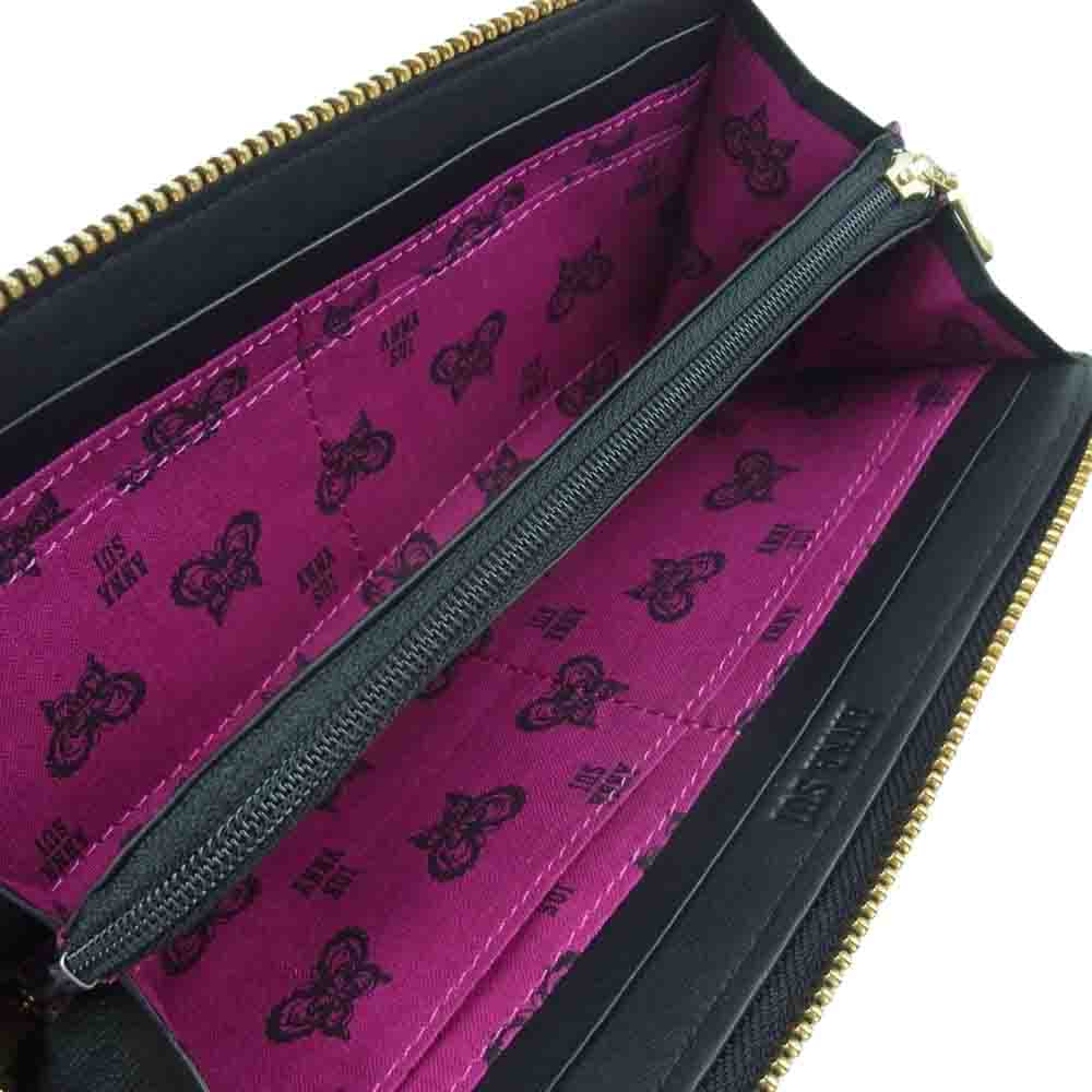 ANNA SUI アナスイ 312381 ミルキー ペコちゃん コラボ ウォレット 長財布 カンボジア製 ブラック系 10【極上美品】【中古】