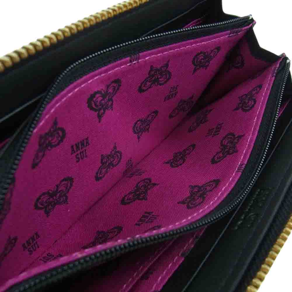 ANNA SUI アナスイ 312381 ミルキー ペコちゃん コラボ ウォレット 長財布 カンボジア製 ブラック系 10【極上美品】【中古】