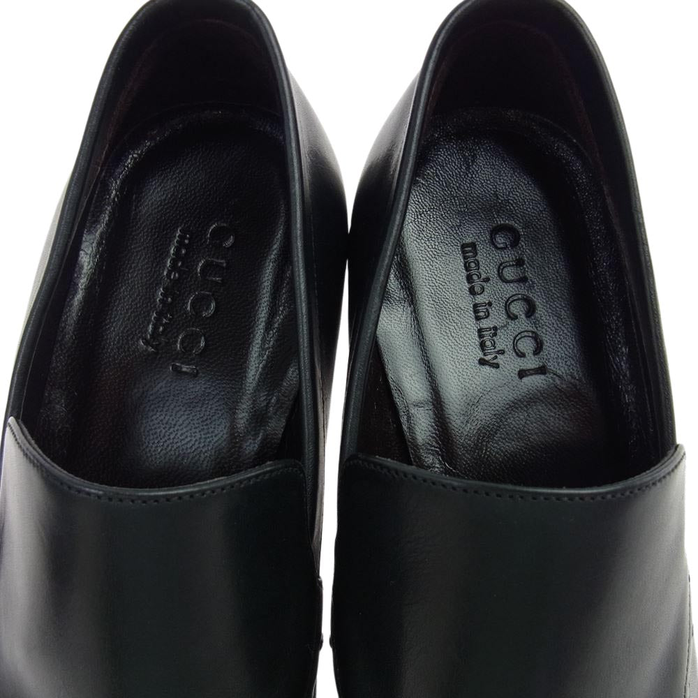 GUCCI グッチ 123866 レザー ローファー ビジネスシューズ ブラック系 39E【新古品】【未使用】【中古】