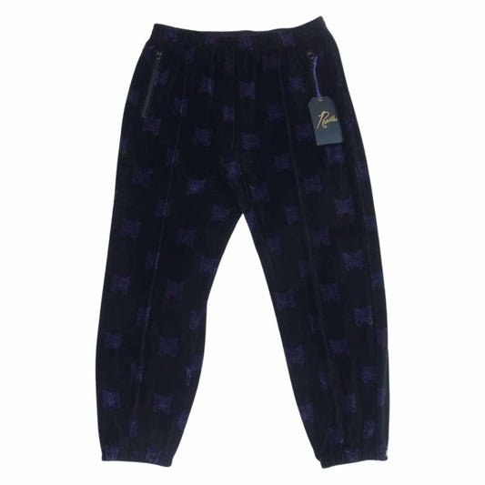 Needles ニードルス 22AW  LQ238 Papillon Velour パピヨン ベロア zipped Track Pant ジップ トラック パンツ ブラック×パープル L【新古品】【未使用】【中古】