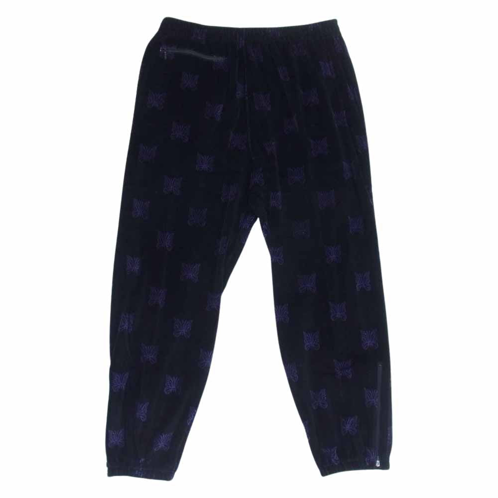 Needles ニードルス 22AW  LQ238 Papillon Velour パピヨン ベロア zipped Track Pant ジップ トラック パンツ ブラック×パープル L【新古品】【未使用】【中古】