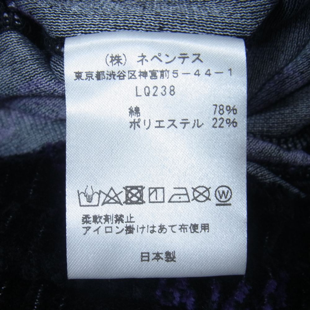 Needles ニードルス 22AW  LQ238 Papillon Velour パピヨン ベロア zipped Track Pant ジップ トラック パンツ ブラック×パープル L【新古品】【未使用】【中古】