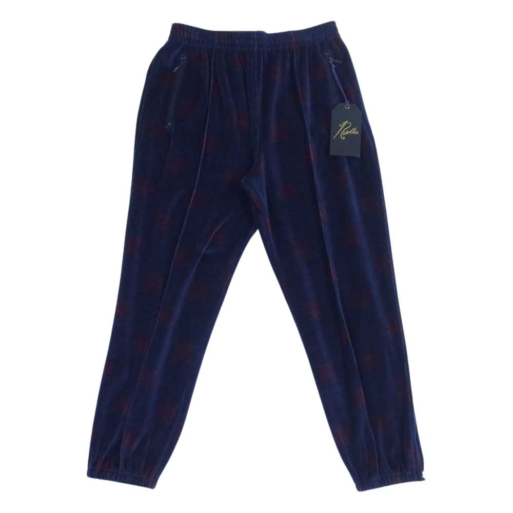 Needles ニードルス 22AW  LQ238 Papillon Velour パピヨン ベロア zipped Track Pant ジップ トラック パンツ ネイビー×ボルドー M【新古品】【未使用】【中古】