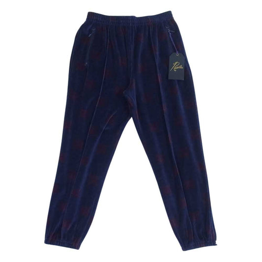 Needles ニードルス 22AW  LQ238 Papillon Velour パピヨン ベロア zipped Track Pant ジップ トラック パンツ ネイビー×ボルドー M【新古品】【未使用】【中古】
