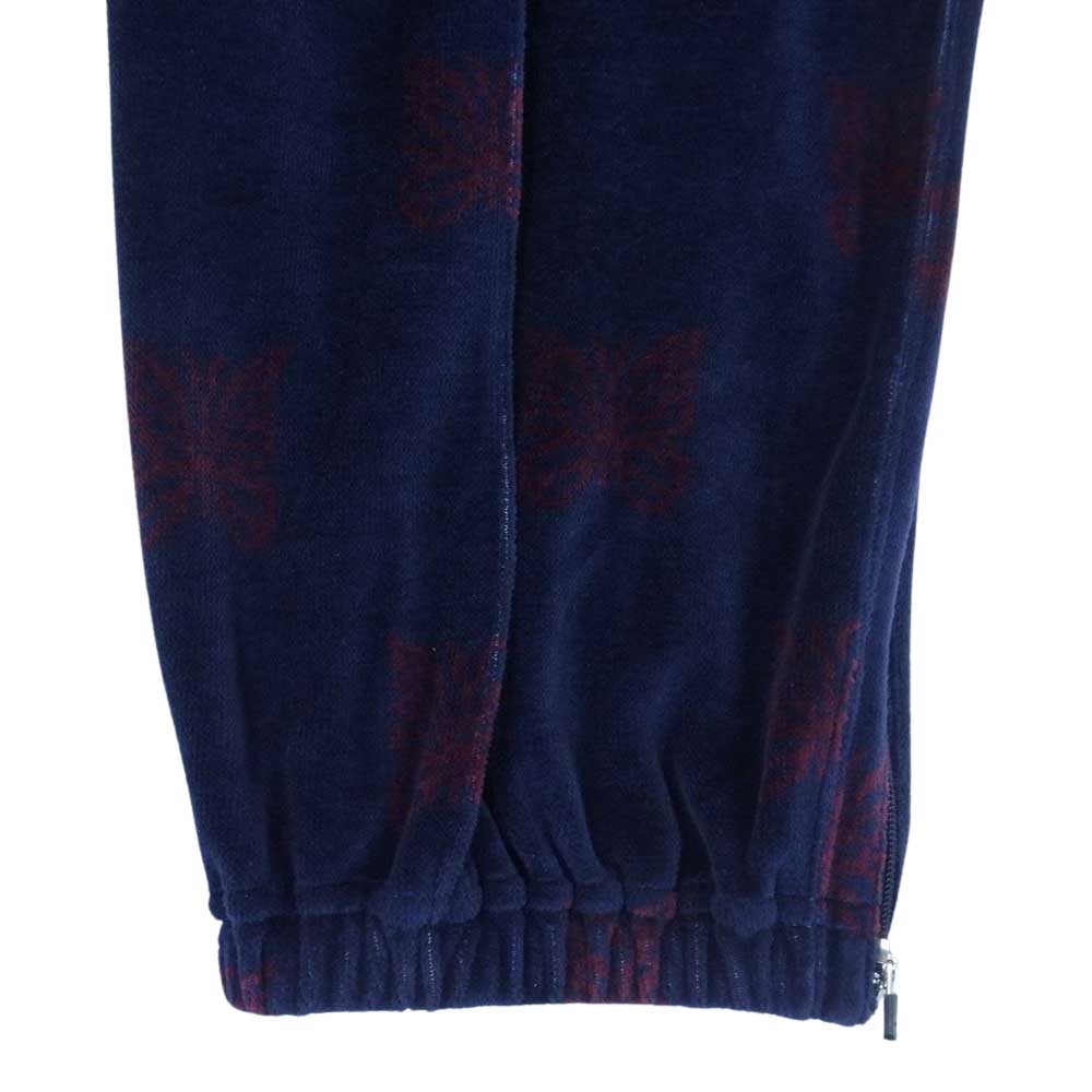 Needles ニードルス 22AW  LQ238 Papillon Velour パピヨン ベロア zipped Track Pant ジップ トラック パンツ ネイビー×ボルドー M【新古品】【未使用】【中古】