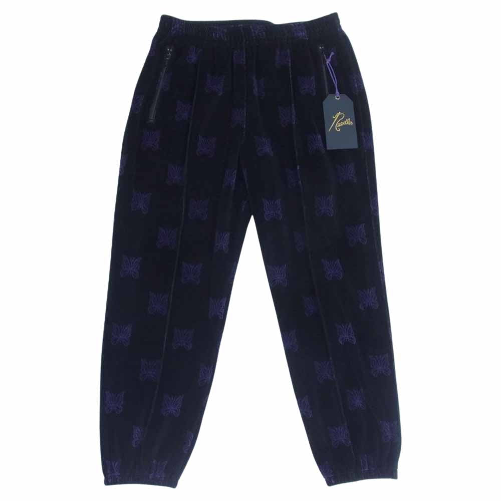 Needles ニードルス 22AW  LQ238 Papillon Velour パピヨン ベロア zipped Track Pant ジップ トラック パンツ ブラック×パープル M【新古品】【未使用】【中古】