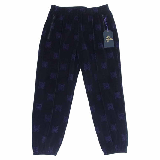 Needles ニードルス 22AW  LQ238 Papillon Velour パピヨン ベロア zipped Track Pant ジップ トラック パンツ ブラック×パープル M【新古品】【未使用】【中古】