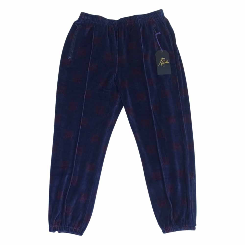 Needles ニードルス 22AW  LQ238 Papillon Velour パピヨン ベロア zipped Track Pant ジップ トラック パンツ ネイビー×ボルドー L【新古品】【未使用】【中古】