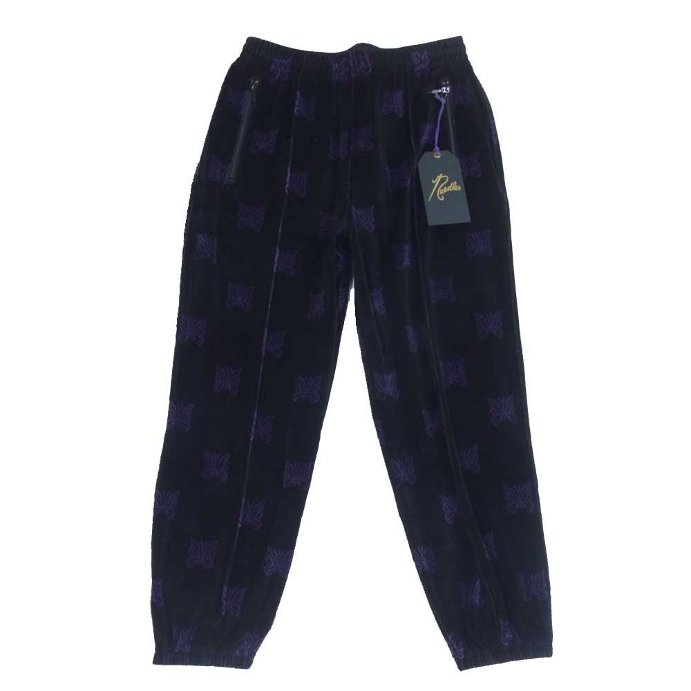 Needles ニードルス 22AW  LQ238 Papillon Velour パピヨン ベロア zipped Track Pant ジップ トラック パンツ ブラック×パープル S【新古品】【未使用】【中古】