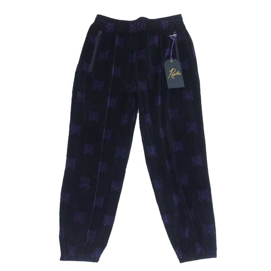 Needles ニードルス 22AW  LQ238 Papillon Velour パピヨン ベロア zipped Track Pant ジップ トラック パンツ ブラック×パープル S【新古品】【未使用】【中古】