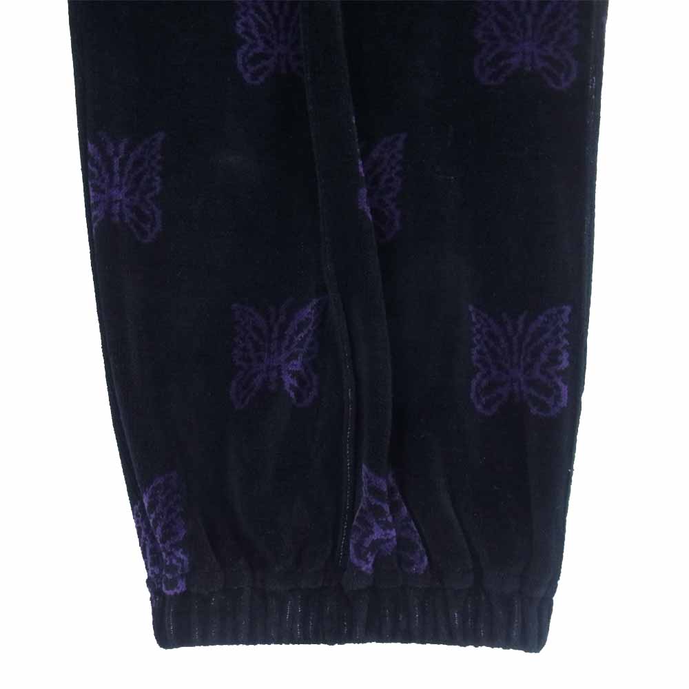 Needles ニードルス 22AW  LQ238 Papillon Velour パピヨン ベロア zipped Track Pant ジップ トラック パンツ ブラック×パープル S【新古品】【未使用】【中古】