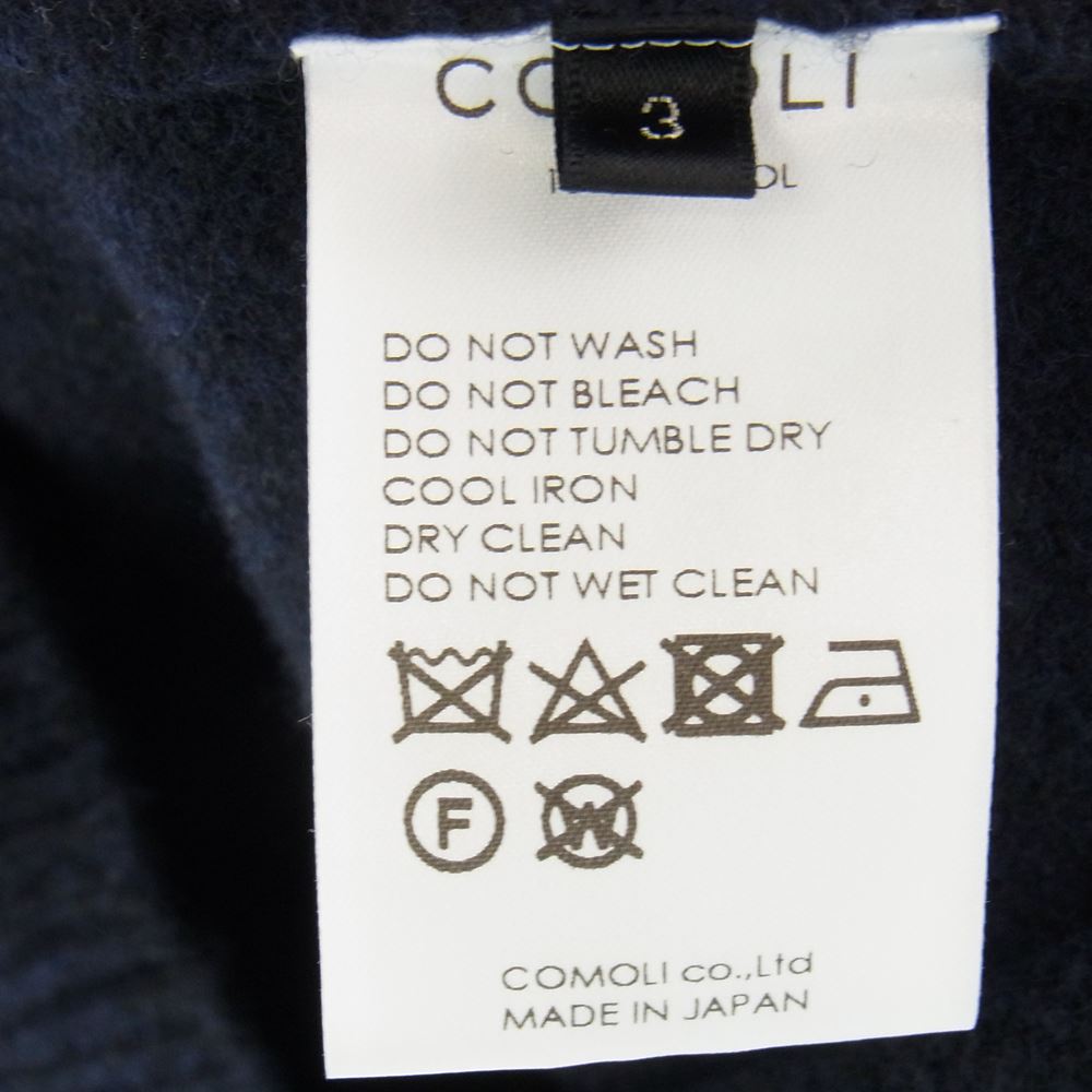 COMOLI コモリ 21AW U03-06004 ラムズウール クルーネックニット ダークネイビー系 3【中古】