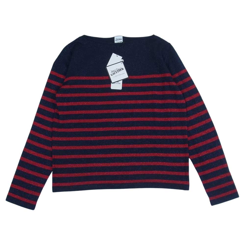 JEAN-PAUL GAULTIER ジャンポールゴルチエ ラメ入り ボーダーニット レッド系 ネイビー系 40【極上美品】【中古】
