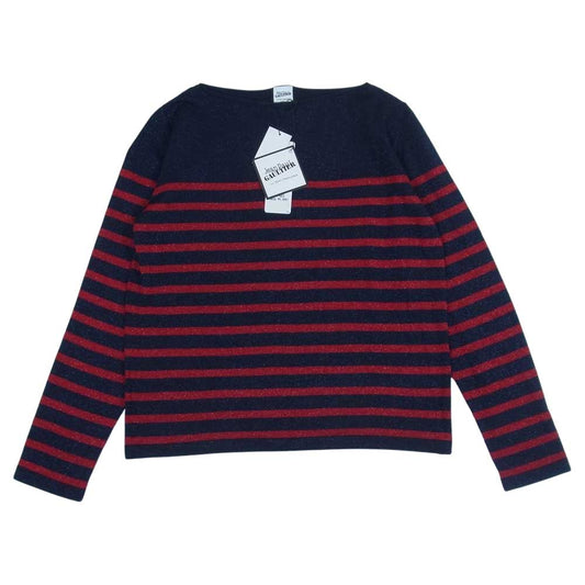 JEAN-PAUL GAULTIER ジャンポールゴルチエ ラメ入り ボーダーニット レッド系 ネイビー系 40【極上美品】【中古】