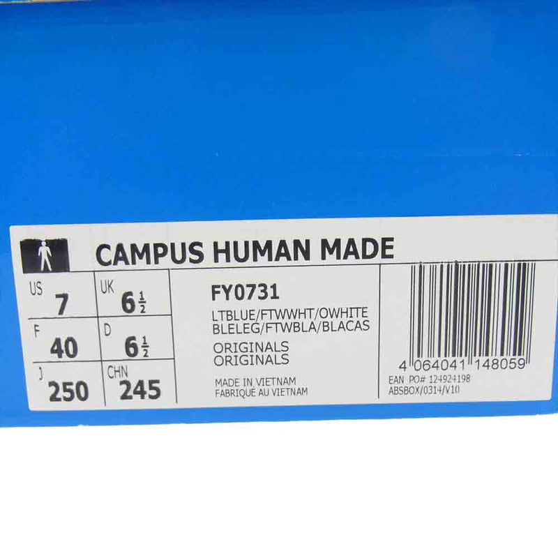 adidas アディダス FY0731 HUMAN MADE ヒューマンメイド CAMPUS HUMAN MADE キャンパス ヒューマンメイド スニーカー ライトブルー系 US7(25.0cm)【中古】