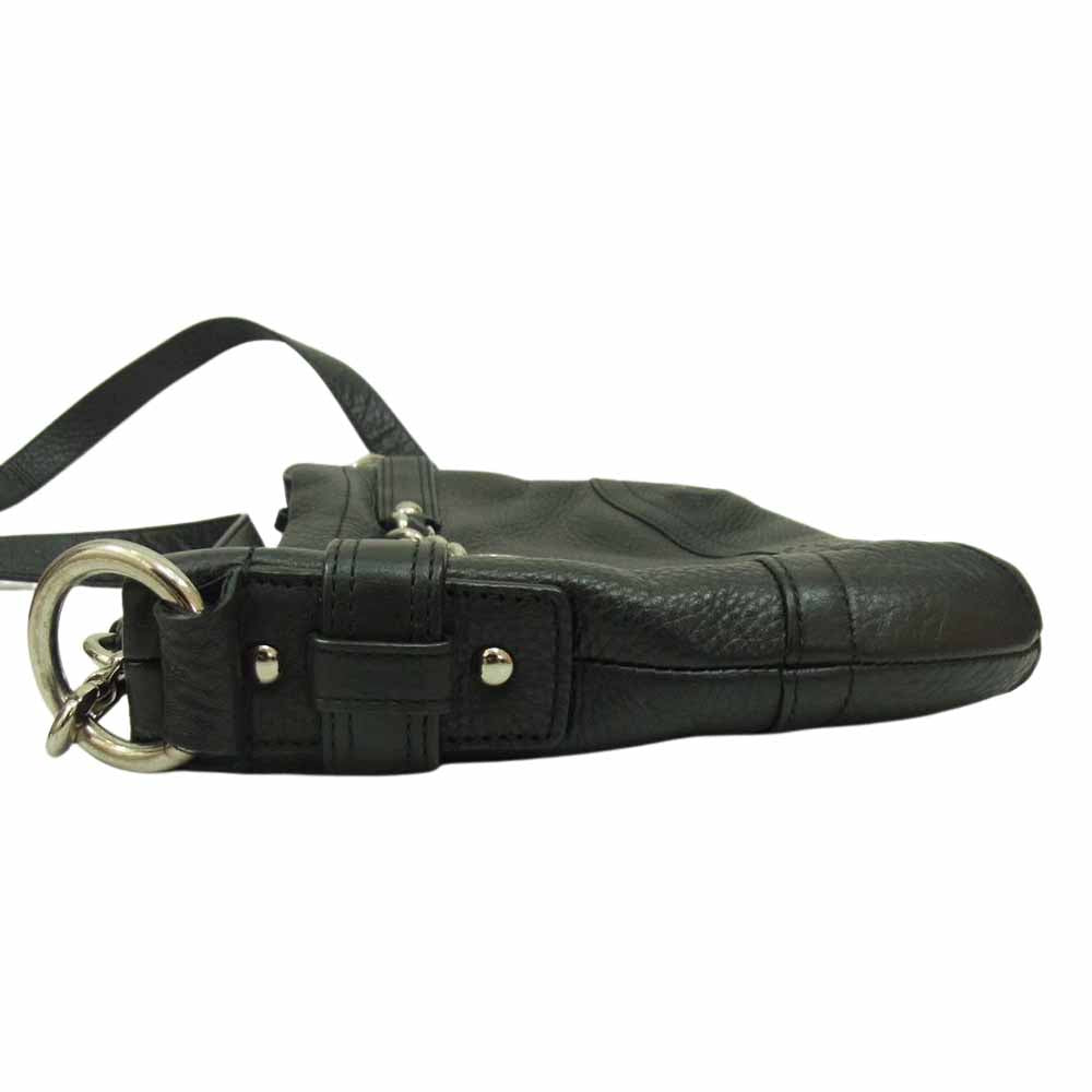 COACH コーチ F19723  レザー チェーン ショルダー バッグ ブラック系【中古】