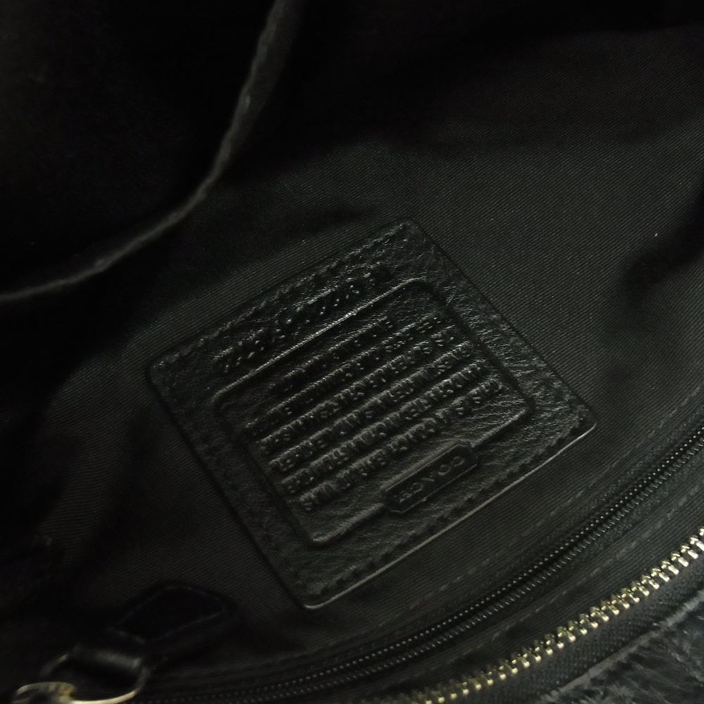 COACH コーチ F19723  レザー チェーン ショルダー バッグ ブラック系【中古】
