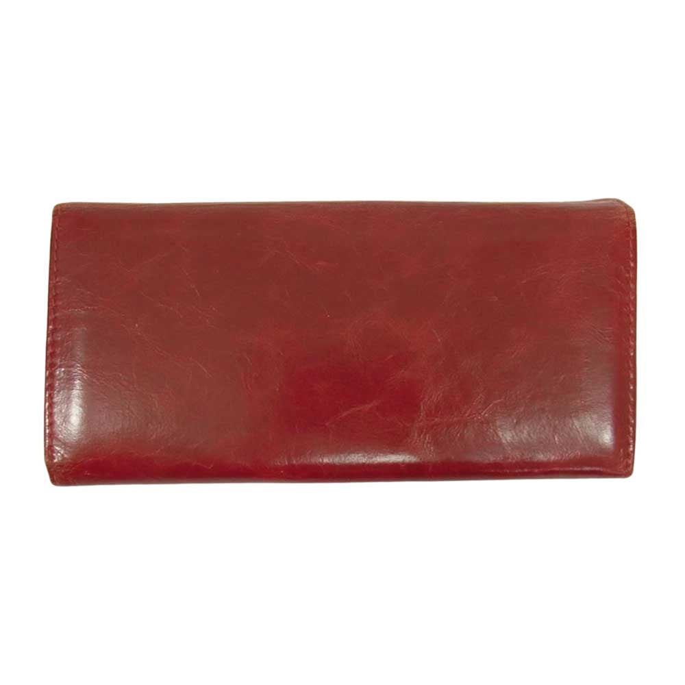 Tory Burch トリーバーチ レザー フラップ メタルロゴ ウォレット 財布 レッド系【中古】