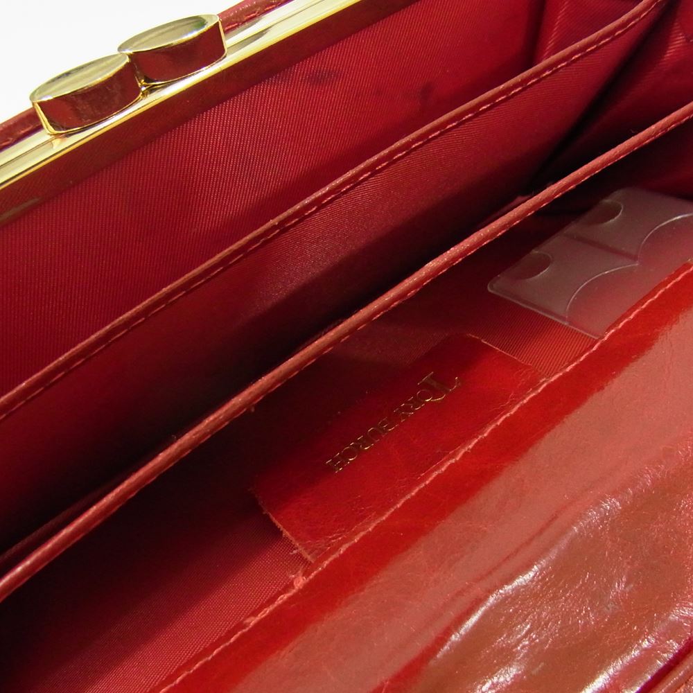Tory Burch トリーバーチ レザー フラップ メタルロゴ ウォレット 財布 レッド系【中古】