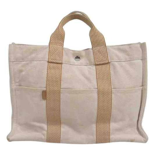 HERMES エルメス フールトゥ MM キャンバス トート バッグ オレンジ系【中古】