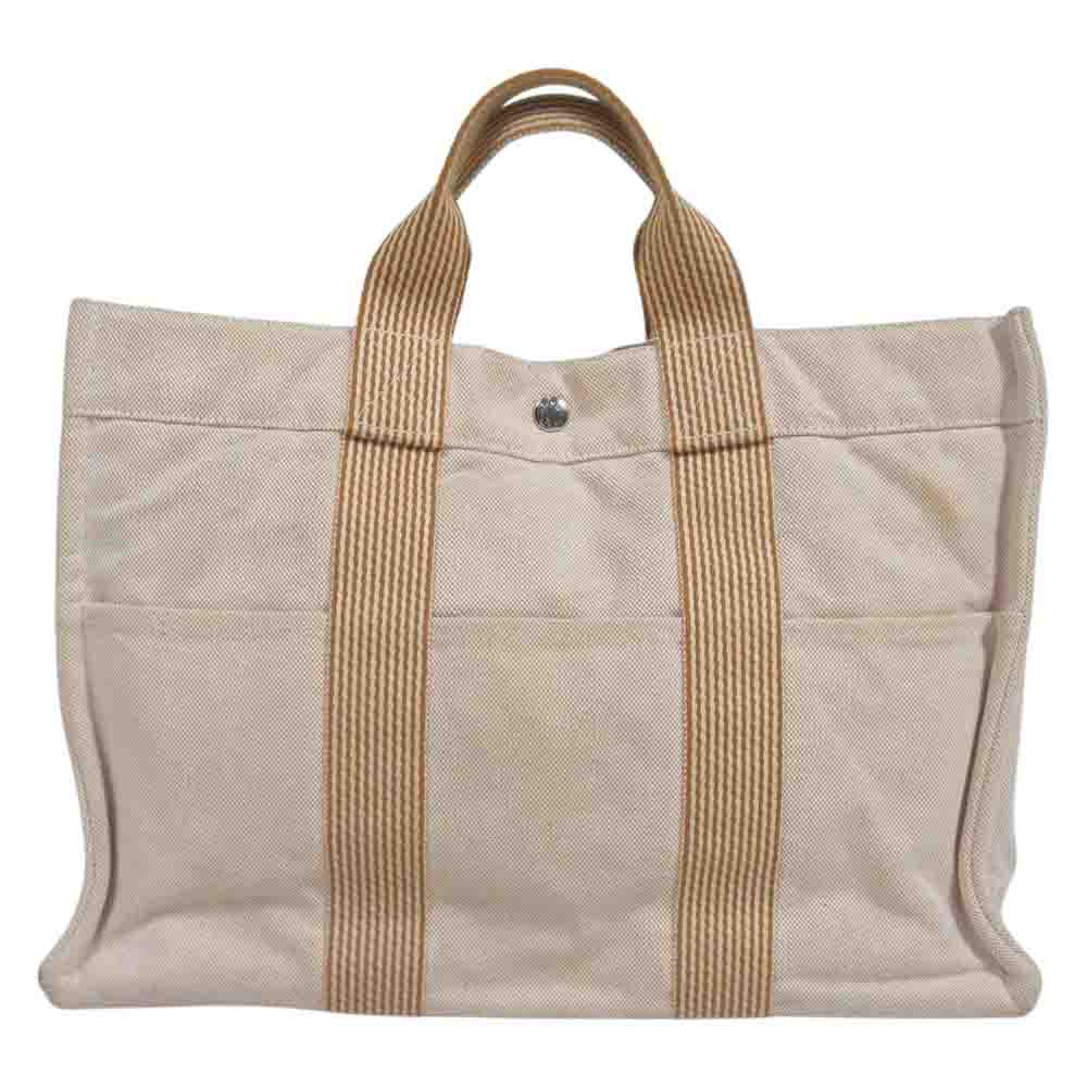 HERMES エルメス フールトゥ MM キャンバス トート バッグ オレンジ系【中古】