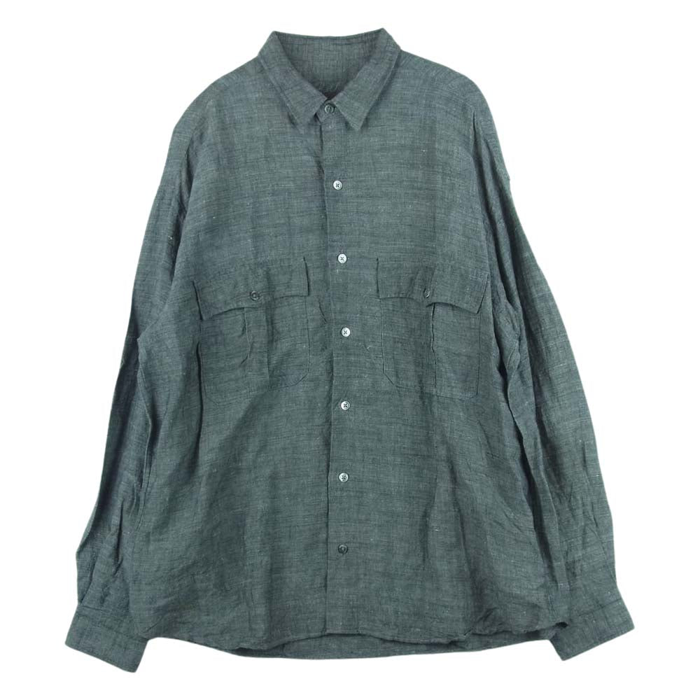 PORTER CLASSIC ポータークラシック ROLL UP BAMBOO LINEN SHIRT ロールアップ バンブー リネン 長袖 シャツ グレー系 L【中古】